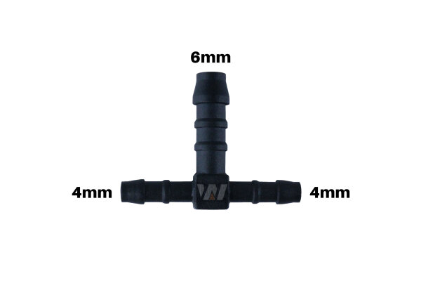 WamSter&reg; T Schlauchverbinder Pipe Connector Reduziert 4mm 4mm 6mm Durchmesser