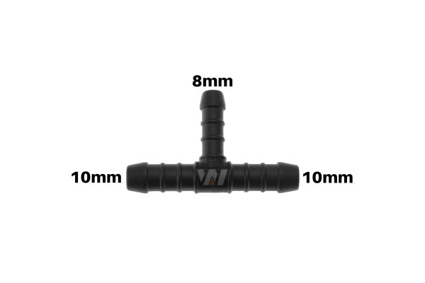 WamSter&reg; T Schlauchverbinder Pipe Connector Reduziert 10mm 10mm 8mm Durchmesser