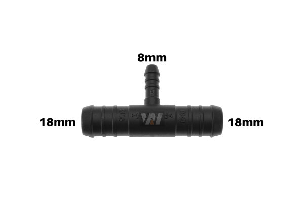 WamSter&reg; T Schlauchverbinder Pipe Connector Reduziert 18mm 18mm 8mm Durchmesser