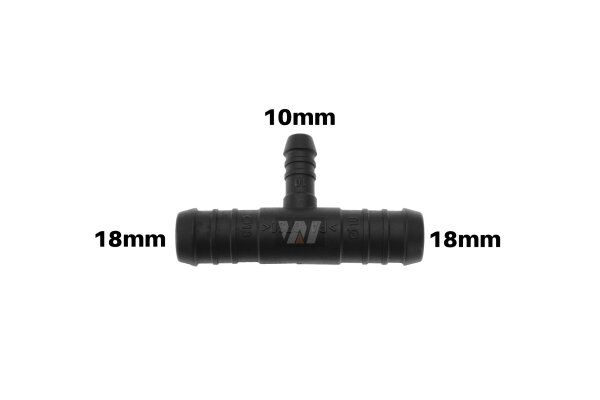WamSter&reg; T Schlauchverbinder Pipe Connector Reduziert 18mm 18mm 10mm Durchmesser