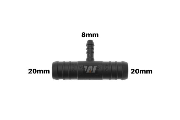 WamSter&reg; T Schlauchverbinder Pipe Connector Reduziert 20mm 20mm 8mm Durchmesser