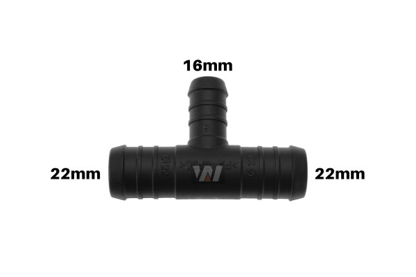 WamSter&reg; T Schlauchverbinder Pipe Connector Reduziert 22mm 22mm 16mm Durchmesser