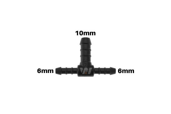 WamSter&reg; T Schlauchverbinder Pipe Connector Reduziert 6mm 6mm 10mm Durchmesser