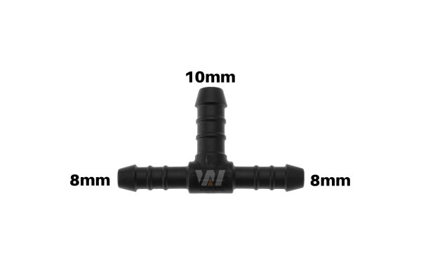 WamSter&reg; T Schlauchverbinder Pipe Connector Reduziert 8mm 8mm 10mm Durchmesser