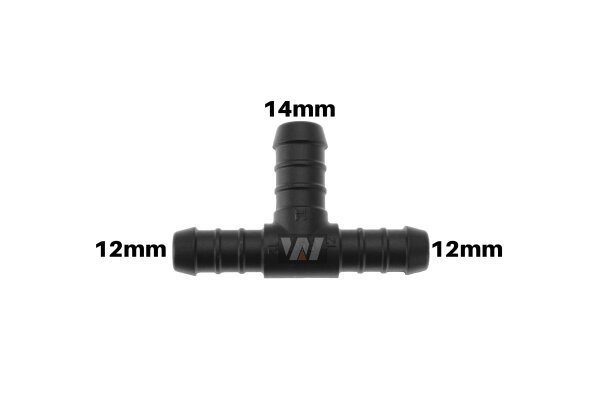 WamSter&reg; T Schlauchverbinder Pipe Connector Reduziert 12mm 12mm 14mm Durchmesser