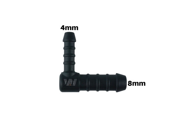 WamSter&reg; L Schlauchverbinder 90&deg;-Winkel Pipe Connector Reduziert 8mm 4mm Durchmesser