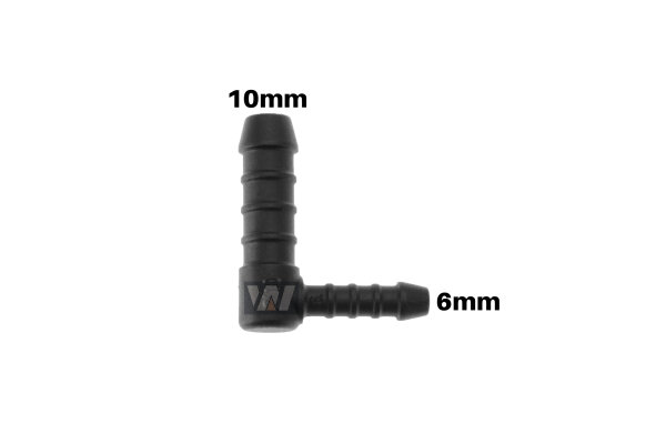 WamSter&reg; L Schlauchverbinder 90&deg;-Winkel Pipe Connector Reduziert 10mm 6mm Durchmesser