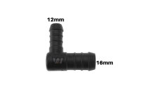WamSter&reg; L Schlauchverbinder 90&deg;-Winkel Pipe Connector Reduziert 16mm 12mm Durchmesser