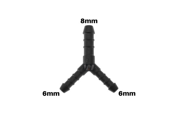 WamSter&reg; Y Schlauchverbinder Pipe Connector Reduziert 6mm 6mm 8mm Durchmesser