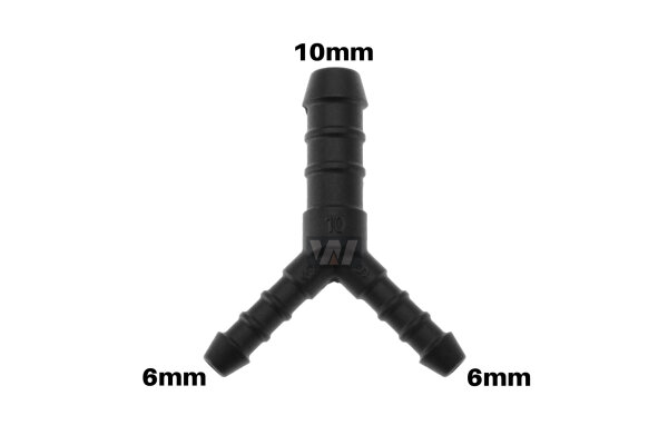 WamSter&reg; Y Schlauchverbinder Pipe Connector Reduziert 6mm 6mm 10mm Durchmesser