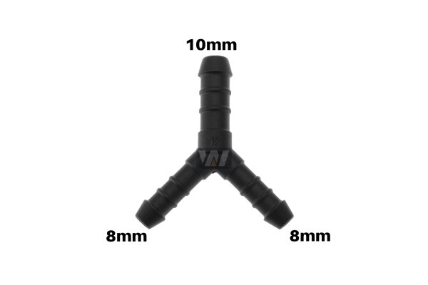 WamSter&reg; Y Schlauchverbinder Pipe Connector Reduziert 8mm 8mm 10mm Durchmesser