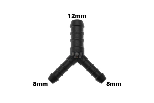 WamSter&reg; Y Schlauchverbinder Pipe Connector Reduziert 8mm 8mm 12mm Durchmesser