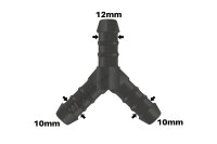 WamSter&reg; Y Schlauchverbinder Pipe Connector Reduziert 10mm 10mm 12mm Durchmesser
