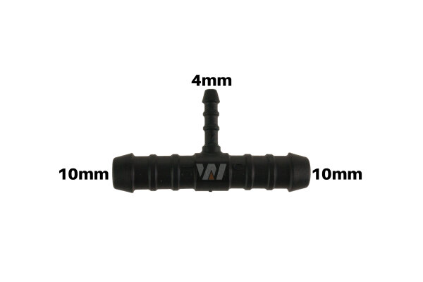 WamSter&reg; T Schlauchverbinder Pipe Connector Reduziert 10mm 10mm 4mm Durchmesser