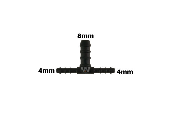 WamSter&reg; T Schlauchverbinder Pipe Connector Reduziert 4mm 4mm 8mm Durchmesser